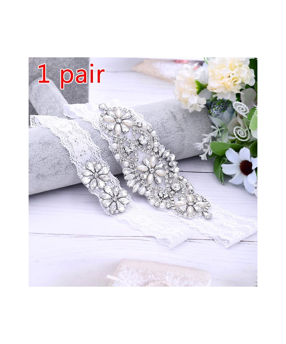 Wedding Bridal Garter Leg Ring Sexy Crystal Pearl Rhinestone Lace Garter Belt Women Party Dress Elastic Decor Thigh Leg Loops...