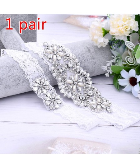 Wedding Bridal Garter Leg Ring Sexy Crystal Pearl Rhinestone Lace Garter Belt Women Party Dress Elastic Decor Thigh Leg Loops...