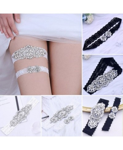 Wedding Bridal Garter Leg Ring Sexy Crystal Pearl Rhinestone Lace Garter Belt Women Party Dress Elastic Decor Thigh Leg Loops...