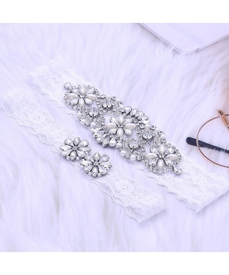 Wedding Bridal Garter Leg Ring Sexy Crystal Pearl Rhinestone Lace Garter Belt Women Party Dress Elastic Decor Thigh Leg Loops...