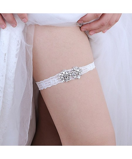 Wedding Bridal Garter Leg Ring Sexy Crystal Pearl Rhinestone Lace Garter Belt Women Party Dress Elastic Decor Thigh Leg Loops...