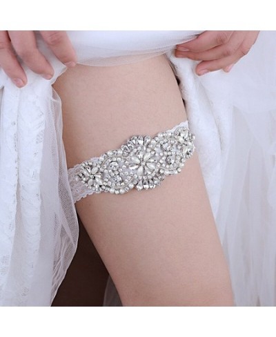 Wedding Bridal Garter Leg Ring Sexy Crystal Pearl Rhinestone Lace Garter Belt Women Party Dress Elastic Decor Thigh Leg Loops...