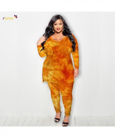 Women Clothing Sets Plus Size Large Two-Pieces Urban Casual Suits 2023 Autumn Winter New Flannel Sports Fashion Tie-Dyed $60....