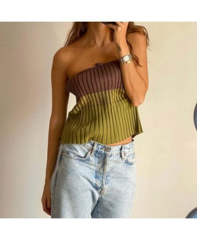 Summer Knitted Tube Top Women Fashion Patchwork Bodycon Crop Top Y2K Sexy Backless Club Party Strapless Tops 2023 Streetwear ...