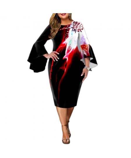 Plus Size Dresses for Women 2022 Elegant Wedding Party Dress Autumn New Ink Painting Round Neck Sheath Dress Evening Outfits ...