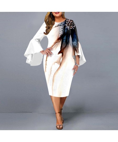 Plus Size Dresses for Women 2022 Elegant Wedding Party Dress Autumn New Ink Painting Round Neck Sheath Dress Evening Outfits ...