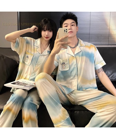 Spring Summer ICY Feelling Cartoon PJ Couple Pajama Sets Pyjamas Matching Sleep Loungewear Sleepwear Suits Pajamas for Lovers...