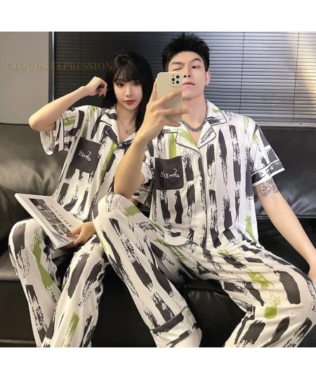 Spring Summer ICY Feelling Cartoon PJ Couple Pajama Sets Pyjamas Matching Sleep Loungewear Sleepwear Suits Pajamas for Lovers...