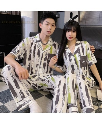 Spring Summer ICY Feelling Cartoon PJ Couple Pajama Sets Pyjamas Matching Sleep Loungewear Sleepwear Suits Pajamas for Lovers...