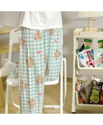 Cartoon Cute Pajamas Pants Women Casual Homewear Loose Soft Thin Trousers Y2k Korean Clothes Wide Leg Pants $29.66 - Pants & ...