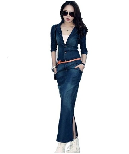 High Quality sexy v-neck Designer autumn winter Dress 2023 robe femme long Sleeve casual dress women office denim dress $58.3...