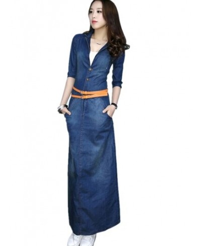 High Quality sexy v-neck Designer autumn winter Dress 2023 robe femme long Sleeve casual dress women office denim dress $58.3...