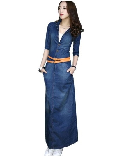 High Quality sexy v-neck Designer autumn winter Dress 2023 robe femme long Sleeve casual dress women office denim dress $58.3...