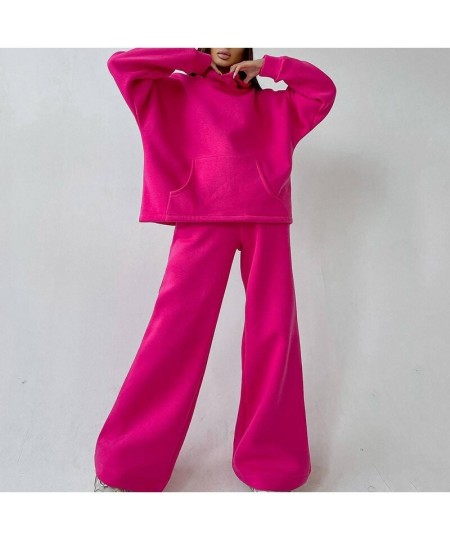 Women Elegant Solid Color Fleece Two Piece Sets Oversized Warm Hoodies and Long Pant Sports Suit Autumn Winter Tracksuit 2023...