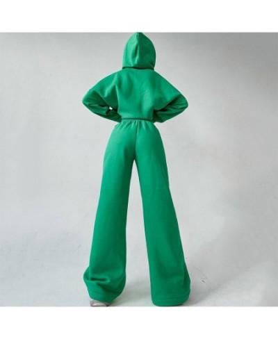 Women Elegant Solid Color Fleece Two Piece Sets Oversized Warm Hoodies and Long Pant Sports Suit Autumn Winter Tracksuit 2023...