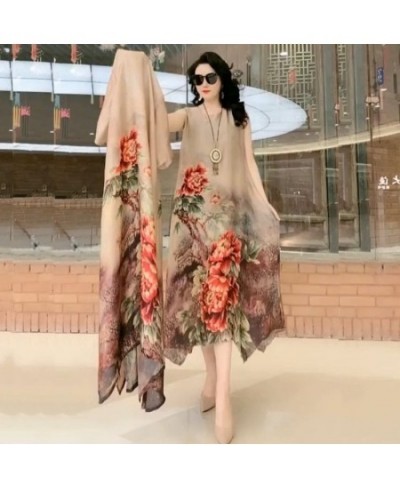 Oversize 5XL Dresses Female Two-Piece Suit 2023 New Spring Summer Dress Female Fashion Elegant Loose Print Mother Suit Dresse...