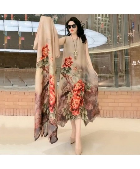 Oversize 5XL Dresses Female Two-Piece Suit 2023 New Spring Summer Dress Female Fashion Elegant Loose Print Mother Suit Dresse...