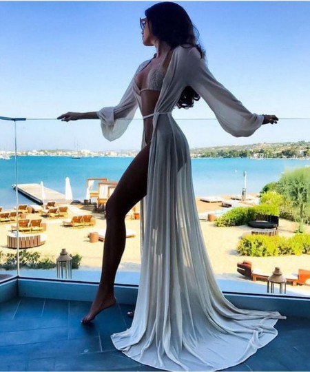 Summer New Women Sexy Chiffon See-Through Bikini Long Cover Up Swimsuit Swimwear Beach Dress Bathing Suit Cover-Ups $24.83 - ...