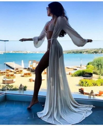 Summer New Women Sexy Chiffon See-Through Bikini Long Cover Up Swimsuit Swimwear Beach Dress Bathing Suit Cover-Ups $24.83 - ...