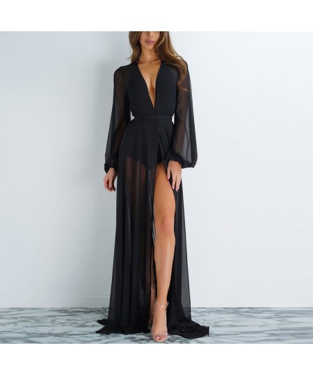 Summer New Women Sexy Chiffon See-Through Bikini Long Cover Up Swimsuit Swimwear Beach Dress Bathing Suit Cover-Ups $24.83 - ...