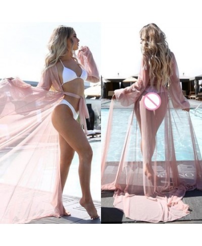 Summer New Women Sexy Chiffon See-Through Bikini Long Cover Up Swimsuit Swimwear Beach Dress Bathing Suit Cover-Ups $24.83 - ...