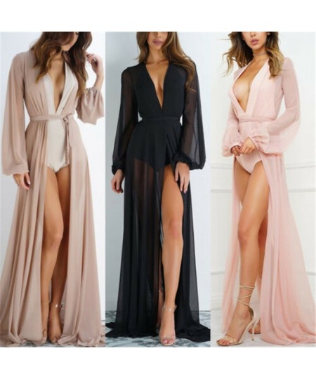 Summer New Women Sexy Chiffon See-Through Bikini Long Cover Up Swimsuit Swimwear Beach Dress Bathing Suit Cover-Ups $24.83 - ...