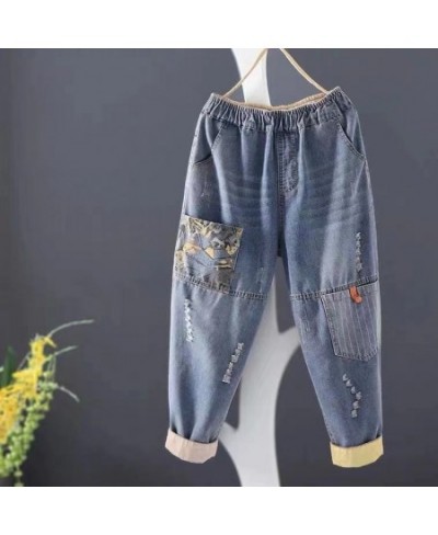 Women Casual Boyfriend Jeans 2022 Fashion Vintage Style Streetwear All-match Loose Female Denim Harem Pants D224 $50.05 - Jeans