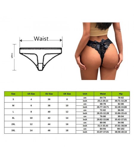 Women Sexy Thong Panties Female Lace Transparent Hollow Bow Underwear G String Underpanties S-3xl Plus Size $14.09 - Underwear