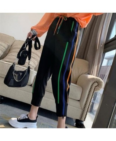 Joggers Women Elastic High Waist Harem Pants Streetwear Sweatpants for Women Casual Harajuku Rainbow Side Stripe Zipper Pants...