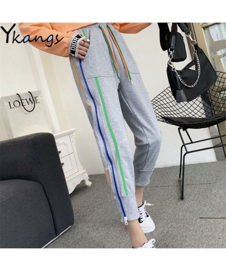 Joggers Women Elastic High Waist Harem Pants Streetwear Sweatpants for Women Casual Harajuku Rainbow Side Stripe Zipper Pants...