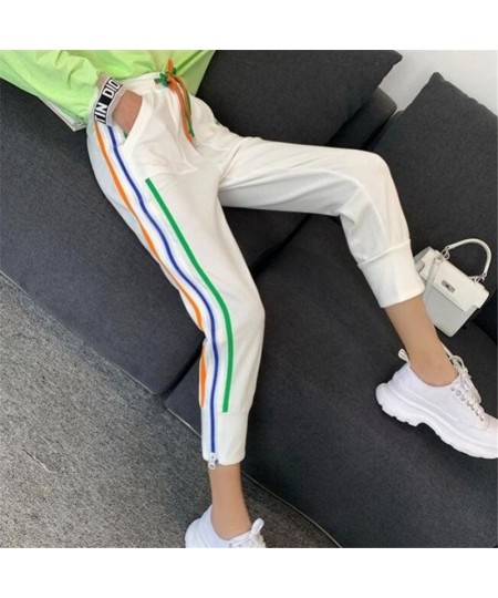 Joggers Women Elastic High Waist Harem Pants Streetwear Sweatpants for Women Casual Harajuku Rainbow Side Stripe Zipper Pants...