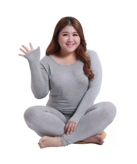 Thermal Underwear Suit Women Clothing Autumn Women Long Johns Solid Warm Winter Girls Underwear 3XL 4XL 5XL 90KG Wear $25.61 ...