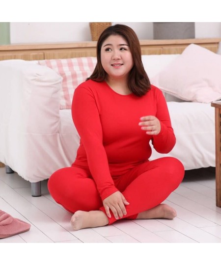 Thermal Underwear Suit Women Clothing Autumn Women Long Johns Solid Warm Winter Girls Underwear 3XL 4XL 5XL 90KG Wear $25.61 ...