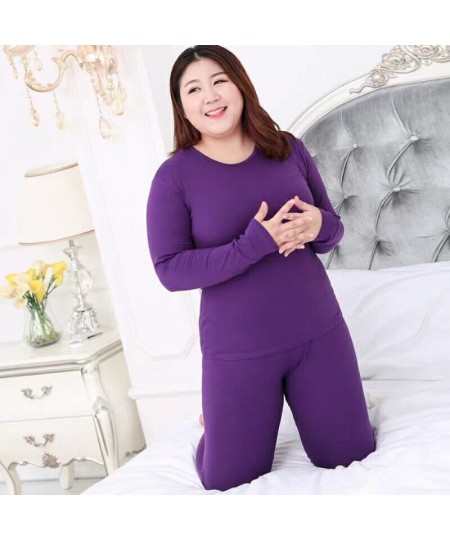 Thermal Underwear Suit Women Clothing Autumn Women Long Johns Solid Warm Winter Girls Underwear 3XL 4XL 5XL 90KG Wear $25.61 ...