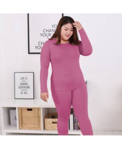 Thermal Underwear Suit Women Clothing Autumn Women Long Johns Solid Warm Winter Girls Underwear 3XL 4XL 5XL 90KG Wear $25.61 ...