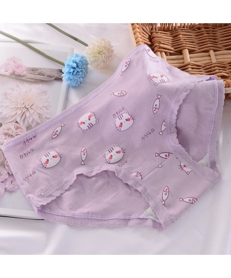 1 Pcs/Lot Breathable Girls Panties Pure Cotton Comfortable Children Underwear Cute Cat Cartoon Kids Triangle Panty Girl Brief...