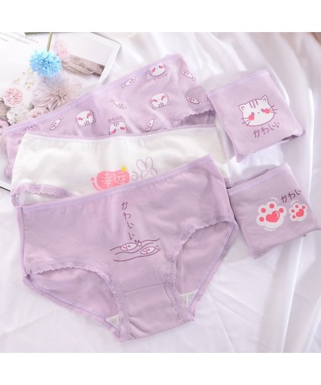 1 Pcs/Lot Breathable Girls Panties Pure Cotton Comfortable Children Underwear Cute Cat Cartoon Kids Triangle Panty Girl Brief...