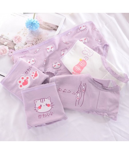 1 Pcs/Lot Breathable Girls Panties Pure Cotton Comfortable Children Underwear Cute Cat Cartoon Kids Triangle Panty Girl Brief...