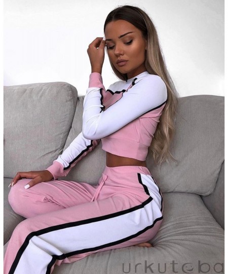 Autumn Spring Women Two Pieces Casual Tracksuit Side-striped Crop Tops Ankle-length Pants Sportwear Set NEW S-XL $32.00 - Sui...