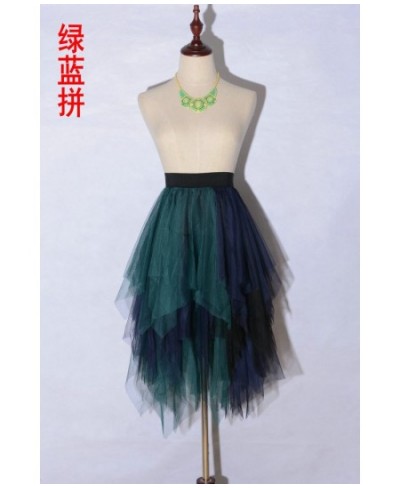 Green Patchwork Irregular Tulle Skirt Women 2022 New Spring Summer High Waist Midi Long Tutu Skirt Female Jupe Longue $31.34 ...