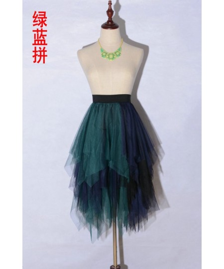 Green Patchwork Irregular Tulle Skirt Women 2022 New Spring Summer High Waist Midi Long Tutu Skirt Female Jupe Longue $31.34 ...