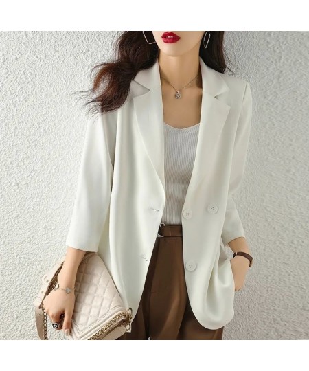 Spring Summer Suit Jacket Women's 2023 New Fashion Thin Three-Quarter Sleeve Casual Blazer Woman Top Outerwear Women Cardigan...