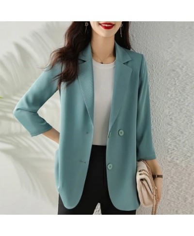 Spring Summer Suit Jacket Women's 2023 New Fashion Thin Three-Quarter Sleeve Casual Blazer Woman Top Outerwear Women Cardigan...