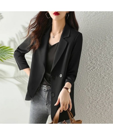 Spring Summer Suit Jacket Women's 2023 New Fashion Thin Three-Quarter Sleeve Casual Blazer Woman Top Outerwear Women Cardigan...