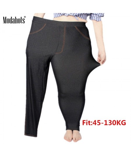 Plus Size Women Leggings 5XL Faux Denim Jeans Jeggings Legging Large Black Stretch Skinny Pencil Pants Trousers 2023 spring $...