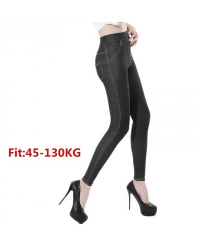 Plus Size Women Leggings 5XL Faux Denim Jeans Jeggings Legging Large Black Stretch Skinny Pencil Pants Trousers 2023 spring $...