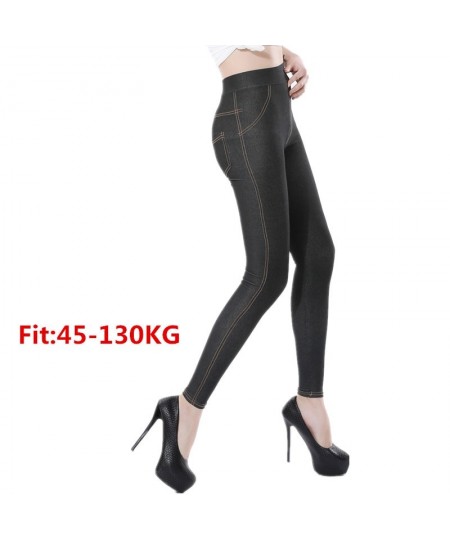 Plus Size Women Leggings 5XL Faux Denim Jeans Jeggings Legging Large Black Stretch Skinny Pencil Pants Trousers 2023 spring $...