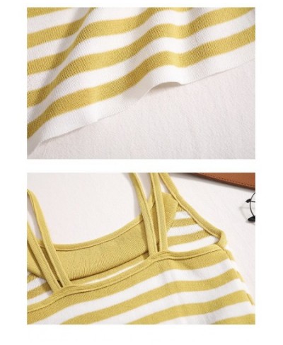 Striped Knitted Crop Top Women Summer 2023 New Korean Fashion Slim Sleeveless Sexy Tank Top Ladies Casual Chic Camis $24.72 -...