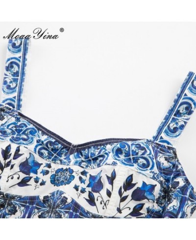 Designer Summer Skirts Suit Women Short Camis Corset Top＋Blue and White Porcelain Print Vacation Skirts 2 Pieces Set $100.73 ...