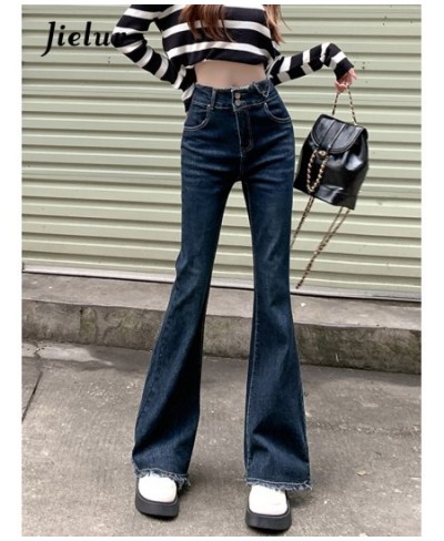 Tassel Chic High Waist Jeans Women Simple Casual Flare Pants Classic Denim Pants Female Streetwear Vintage Blue Jeans $48.44 ...